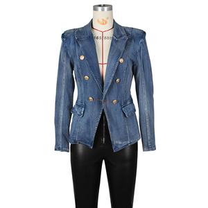 OUDINA Custom Trendy New Slim Jacken Damen Zweireiher Blazer Damen Jeans jacke - Product Image 5