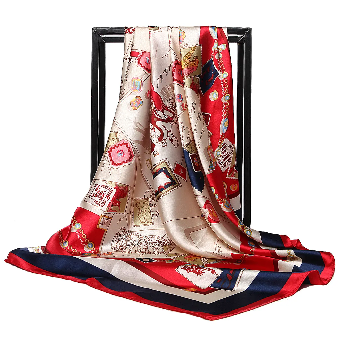 Europa y los Estados Unidos nueva imitación de seda 90cm bufanda cuadrada dama bufanda regalo siwh