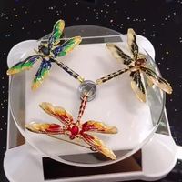Broche Libellule en Strass Cristal pour Femme, Bijou Insecte Vintage, Broche Insecte Ailé Tonalité Or Rouge, Tendance