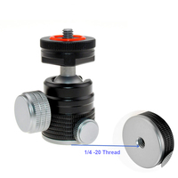 Mini tête de trépied rotative à 360 degrés en alliage d'aluminium avec vis 1/4" et adaptateur de montage fileté 3/8" pour appareil photo reflex numérique et monopode, charge maximale 3 kg