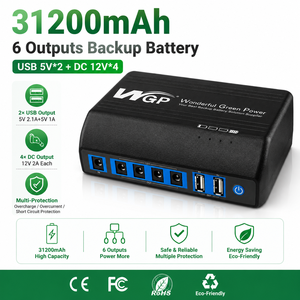 Banco de Energía de Alta Capacidad WGP de 31200 mAh <span class=keywords><strong>para</strong></span> Enrutador Wifi, Baterías de Emergencia 18650, Salida de 12 V CC y 5 V USB, Almacenamiento de Energía - Product Image 1