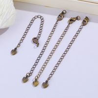 Chaîne d'extension en gros d'usine avec chaînes de collier à fermoir mousqueton avec pendentif en forme de coeur pour la fabrication de bijoux