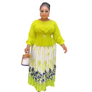 Elegante Afrikaanse Kleding Voor Vrouwen 2 Stuks Sets Tops En Rokken Pakken Dashiki Ankara Outfits Jurk Plus Size Trouwfeestjurken