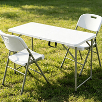Table pliante robuste à plier en deux, 120*60cm, hauteur réglable sur 3 positions, en HDPE, pour le camping et les repas en plein air