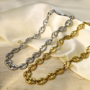 Stainless Steel Geometric Hollow Oval Necklace Chain Splicing Unisex Luxury Jewelry Daily Gift - Product Image 2