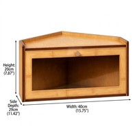 Boîte à pain en bambou à angle droit avec grande fenêtre transparente, bicolore, gain de place, organisateur de comptoir de cuisine