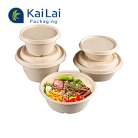 Bol en papier biodégradable Pulpe de canne à sucre Jetable Bagasse Crème glacée Salade Vaisselle de fruits Bol à bagasse
