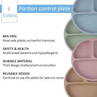 Assiette à dîner pour enfants sans BPA avec base à super ventouse, 3 compartiments, ventouses en silicone pour bébés, pour les enfants de 12 mois et plus