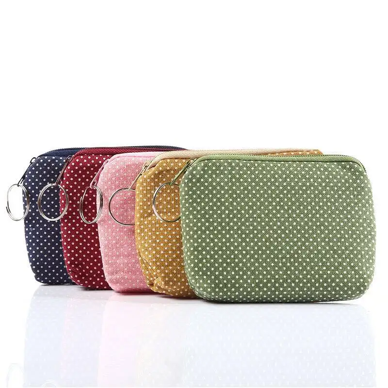 Dompet wanita Polka Dot multifungsi, dompet penyimpanan rantai kunci untuk hadiah kreatif