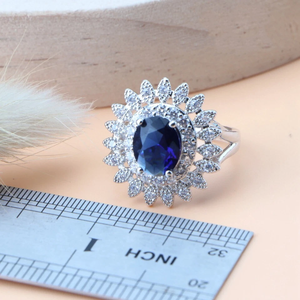 Bạc plsted đồ trang sức cô dâu thiết lập Mặt dây chuyền vòng cổ bông tai và nhẫn với Zircon dành cho phụ nữ - Product Image 4