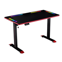 Bureau de jeu électrique en verre à moteur unique de 47 pouces avec éclairage RGB, bureau ergonomique réglable en hauteur pour PC
