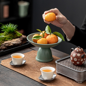 Ceramic Pedestal Fruit Dish <b>Retro</b> Design For <b>Dining</b> <b>Table</b> Decorative Serving Plate - Product Image 4