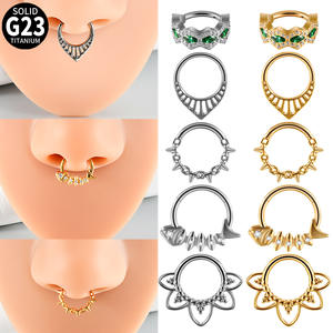 Pendiente de Aro <span class=keywords><strong>Plegable</strong></span> con Bisagra de Titanio ASTM F136 con Recubrimiento PVD, Piercing para Cartílago, Segmento, Septum, Clicker, Anillo para la Nariz, Gaby Hot - Product Image 1