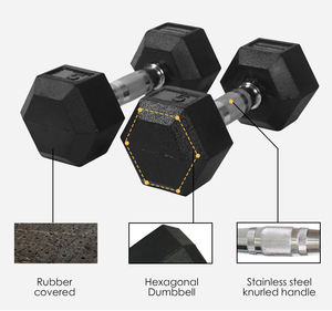 Haltères hexagonaux YX pour la maison, haltères hexagonaux en acier et caoutchouc de 5 kg, poids de 2,5 kg à 30 kg, logo personnalisé - Product Image 5