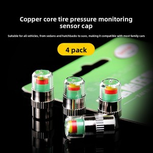 Capteur de pression des pneus de voiture avec indicateur à cœur en cuivre, système de surveillance antivol, 3 couleurs, 4 pièces, 2,4 bars - Product Image 5