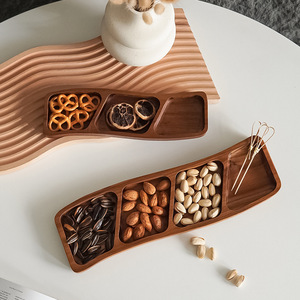 Wooden Serving <b>Tray</b> Four Compartment Bamboo <b>Snack</b> Plate For Nuts Dried Fruit Residential Use - Product Image 1