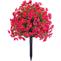 Boules de fleurs artificielles directes d'usine pour jardinières extérieures, décoration printanière avec piquet, plantes d'été artificielles résistantes aux UV
