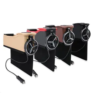 Organiseur universel pour siège de voiture, fentes avec support de gobelet, boîte de rangement avec connecteur de chargeur USB, allume-cigare