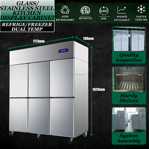 Réfrigérateur commercial vertical à 6 portes à froid direct en acier inoxydable avec poignée à boucle concave pour cuisine professionnelle - Product Image 5