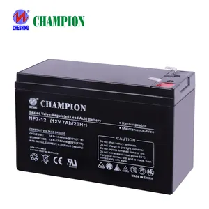 Champion 12V 7ah Agm Batería de plomo ácido de alta calidad Precio CE Batería solar Placa plana Led Zapato Reemplazo Batería recargable