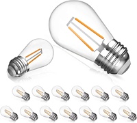 Ampoules LED à filament S14 pour extérieur, étanches, 110V 2W 2700K lumière chaude, 220V E27 2200k E26 pour lumières de jardin et de terrasse