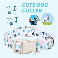 Accessoires de mariage pour chien imprimé patte mignonne Collas boucle légère à dégagement rapide réglable pour petit chien moyen