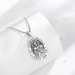 Merryshine S925 plata esterlina amuleto cristiano hombre colgante Vintage Saint ST Thomas Aquinas Collar para hombres - Product Image 2