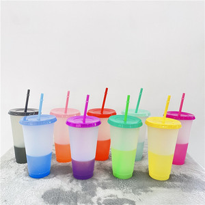 Vaso Mágico de Café de Plástico de Color Personalizado, Libre de BPA, de 16 y 24 oz, Reutilizable, Cambia de Color con el Agua Fría, con Tapas y Pajitas - Product Image 3