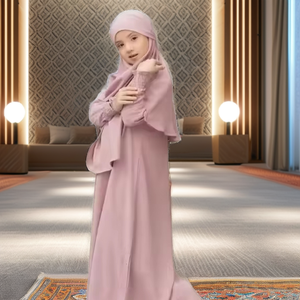2025 New Style 2 Pcs Sharut <b>Eid</b> Kids Girls Prayer Set Breathable <b>Long</b> Sleeve Islamic <b>Dress</b> Winter Summer - Product Image 2