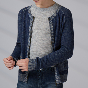 Cardigan en cachemire 100% pour hommes, tricoté sur mesure, à manches longues et fermeture éclair, pour adolescents, fabrication ODM OEM - Product Image 5