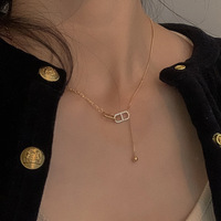 SPJ Prêt à expédier Collier chaîne de clavicule en argent sterling 925 plaqué or 18 carats, maillon nez de cochon, style minimaliste et épuré