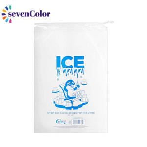Commercio all'ingrosso personalizzato stampato Logo 8lb 10lb 20lb monouso chiaro coulisse cubetti di ghiaccio imballaggio sacchetto di plastica con coulisse - Product Image 2