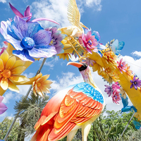Lentera Sutra Tradisional Cina Skala Besar Kustom untuk Dekorasi Luar Ruangan, Lentera Burung dan Bunga untuk Pameran Festival