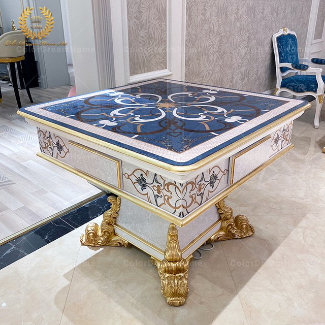 Italian Classical Furniture French Luxury Wooden Automatic Mahjong Table