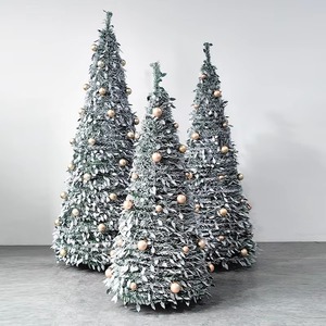 Árbol de Navidad Plegable Tipo <span class=keywords><strong>Pagoda</strong></span> con Nieve Artificial, Pino Artificial Retráctil con Luces LED, Diseño Ecológico, Decoración Navideña para Hogar y Oficina - Product Image 1
