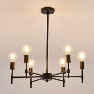 Lampada da soffitto moderna ASGYISA con montaggio Semi filo Sputnik nero lampadario pendente con 4000K CCT industriale in metallo per fattoria - Product Image 1