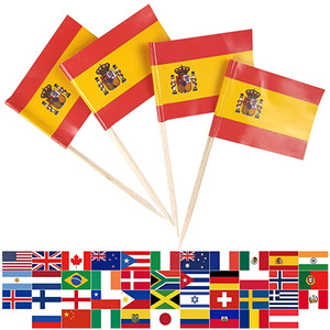 Su misura torta nuziale decorazione stuzzicadenti legno monouso bandiera di bambù stuzzicadenti con carta nazionale stuzzicadenti bandiera - Product Image 4