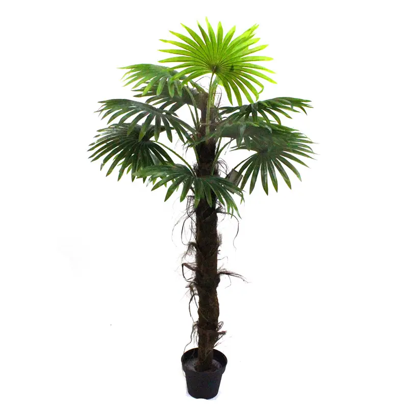 실내 장식 높은 시뮬레이션 플라스틱 짧은 나무 화분 인공 팬 팜 식물