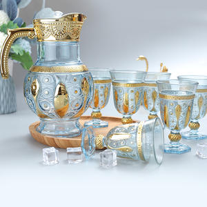 卸売7個入り ゴールドとレッド、シルバーとブルーのウォータージャグ グラスウォーターセット グラスタンブラー ジャグピッチャーセット 蓋付き ドリンクセット - Product Image 6