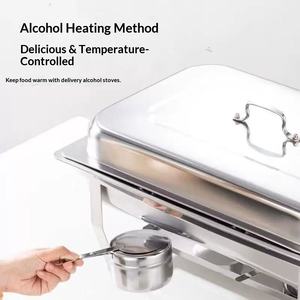 Ensembles chauffe-plats professionnels de haute qualité en acier inoxydable, type <span class=keywords><strong>casserole</strong></span>, pour buffet, avec design pliable et réchaud de table - Product Image 3
