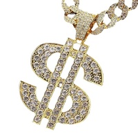 Collier pendentif unisexe tendance en alliage de zinc plaqué or, motif dollar et couteau, accessoire de mode pour soirée