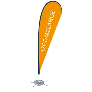 Pdyear Nhà Máy 14ft 4M Duy Nhất Đôi In Biểu Ngữ Ngoài Trời Tùy Chỉnh Bãi Biển Lông Hình Chữ Nhật Lưỡi Teardrop Cờ Với Cực Và Cơ Sở - Product Image 1