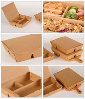 Cajas de Embalaje Desechables para Comida para Llevar, Pollo Asado, Hamburguesas, Sándwiches, Fideos, Papel Kraft, Laminación Mate, Reciclables