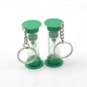 Hot Selling Manufacture Green Keyring Maßge schneiderte Kunststoff-Sanduhr-Schlüssel anhänger