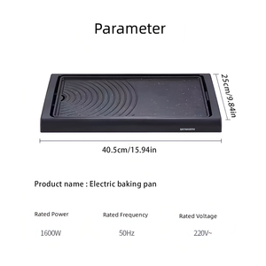 Sartén eléctrica moderna para parrilla de barbacoa de interior con superficie de cocción antiadherente Placa desmontable Control de temperatura para uso doméstico - Product Image 4