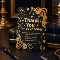 Cartes de remerciement personnalisées à bords ondulés pour petites entreprises, inserts d'emballage e-commerce, commande en gros OEM, design découpé coloré