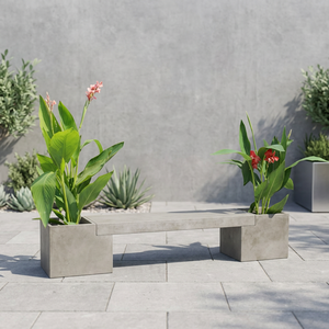Banc de patio moderne en béton avec jardinières intégrées pour une utilisation en extérieur dans le jardin - Product Image 1