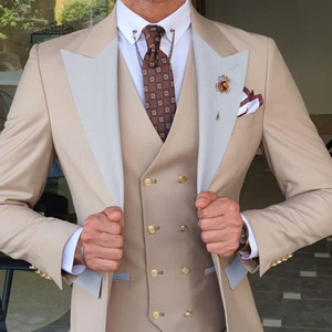 Classico Smoking Color Pesca per lo Sposo, Gilet con Bottoni Dorati e Risvolto a Scialle, Completo da Uomo per Matrimonio, <span class=keywords><strong>Blazer</strong></span> Maschile - Product Image 3