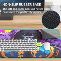 Tapis de Souris Grand Format Thème Gorilles Style Anime, Tapis de Bureau de Jeu Cousu, Anti-Rayures par Transfert Thermique pour la Maison et le Bureau, Stock Disponible