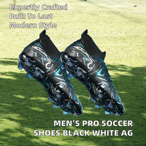 Nouvelles Chaussures de Football d'Entraînement pour Hommes, Modèle Compétition Automne, Crampons AG, Design Noir Lune Blanc, Professionnelles, Tige en PU et Maille, pour Adultes - Product Image 5